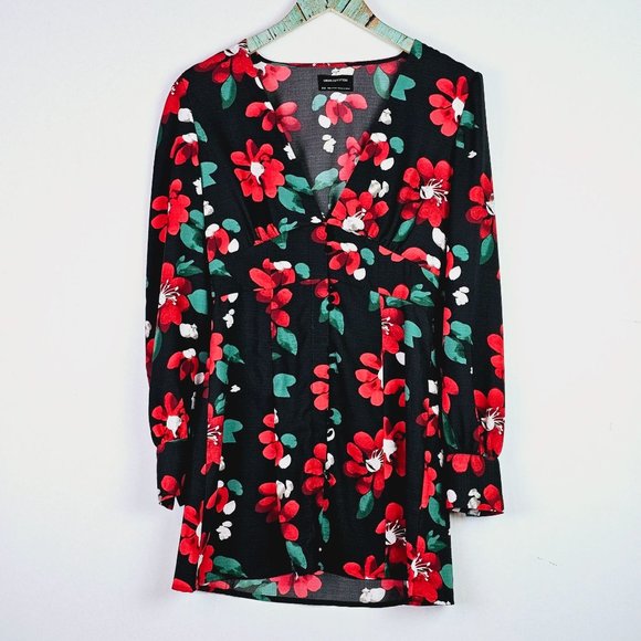Urban Outfitters UO Michelle Plunging Long Sleeve Mini Dress, M, NWOT - Picture 3 of 14
